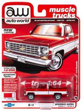 Chevrolet  - Silverado 1975 red/white - 1:64 - Auto World - SP030A - AWSP030A | Toms Modelautos