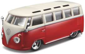 Volkswagen  - T1 Samba red/white - 1:32 - Bburago - 42004rw - bura42004rw | Toms Modelautos