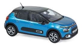 Citroen  - C3 2020 blue/black - 1:43 - Norev - 155264 - nor155264 | Toms Modelautos