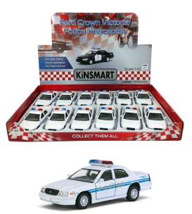 Ford  - Crown Victoria Police  white/blue - 1:36 - Kinsmart - KT5342D - KT5342D | Toms Modelautos