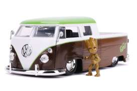 Volkswagen  - Bus Pick-up *Groot* 1963 brown/white/green  - 1:24 - Jada Toys - 31202 - jada253225013 | Toms Modelautos