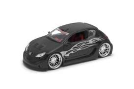 Peugeot  - 206 tuning matt black - 1:24 - Welly - 22486 - welly22486mbk | Toms Modelautos