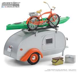 Teardrop Caravan  - silver/orange - 1:24 - GreenLight - 18460B - gl18460B | Toms Modelautos