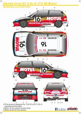 Honda Accessoires - Civic EF3  - 1:24 - S.K. Decals - 24031 - SK24031 | Toms Modelautos