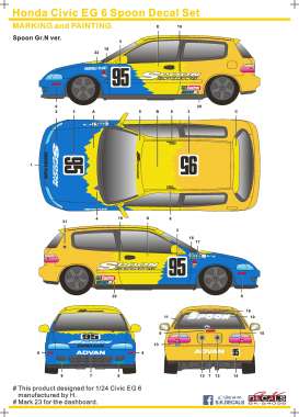 Honda Accessoires - Civic EG6  - 1:24 - S.K. Decals - 24035 - SK24035 | Toms Modelautos