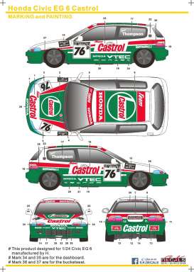 Honda Accessoires - Civic EG6  - 1:24 - S.K. Decals - 24038 - SK24038 | Toms Modelautos