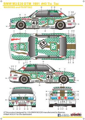 BMW  - M3 E30 1991  - 1:24 - S.K. Decals - 24056 - SK24056 | Toms Modelautos