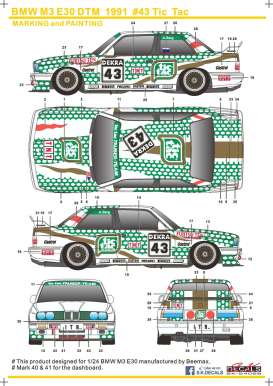 BMW  - M3 E30 1991  - 1:24 - S.K. Decals - 24056 - SK24056 | Toms Modelautos