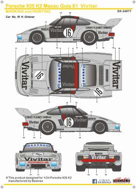 Porsche  - 935 1981  - 1:24 - S.K. Decals - 24071 - SK24071 | Toms Modelautos