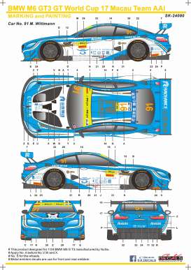 BMW  - M6 GT3 2017  - 1:24 - S.K. Decals - 24080 - SK24080 | Toms Modelautos