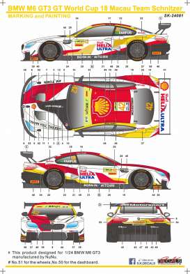 BMW  - M6 GT3 2018  - 1:24 - S.K. Decals - 24081 - SK24081 | Toms Modelautos