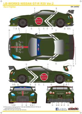 Nissan  - R35 GT-R  - 1:24 - S.K. Decals - 24092 - SK24092 | Toms Modelautos