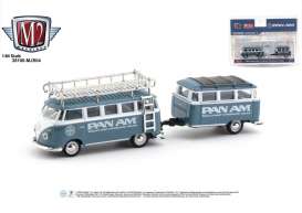 Volkswagen  - Deluxe & Trailer 1959 blue/white - 1:64 - M2 Machines - 38100MJS04 - M2-38100MJS04 | Toms Modelautos