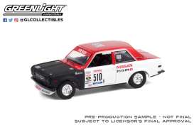 Datsun  - 510 #510 1972 white/red - 1:64 - GreenLight - 47070A - gl47070A | Toms Modelautos