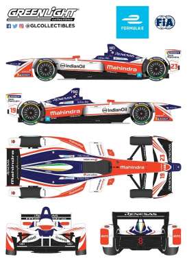 Formula E  - Mahindra, Indian Oil 2018 white/orange/blue - 1:18 - GreenLight - 18114 - gl18114 | Toms Modelautos