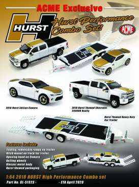 Chevrolet  - 3500 Dually & Camaro *Hurst* 2018 white/gold - 1:64 - Acme Diecast - 51323 - acme51323 | Toms Modelautos