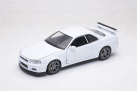 Nissan  - Skyline GT-R R34 white - 1:24 - Welly - 24108w - welly24108w | Toms Modelautos