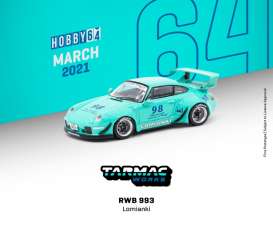 Porsche  - RWB 993 turquoise - 1:64 - Tarmac - T64-017-LO - TC-T64-017LO | Toms Modelautos
