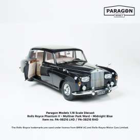 Rolls Royce  - Phantom V MPW Limousine 1964 classic dark blue - 1:18 - Paragon - 98216L - para98216L | Toms Modelautos