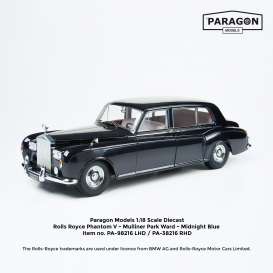 Rolls Royce  - Phantom V MPW Limousine 1964 classic dark blue - 1:18 - Paragon - 98216L - para98216L | Toms Modelautos