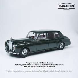 Rolls Royce  - Phantom V MPW Limousine 1964 racing green - 1:18 - Paragon - 98217L - para98217L | Toms Modelautos