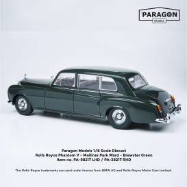 Rolls Royce  - Phantom V MPW Limousine 1964 racing green - 1:18 - Paragon - 98217L - para98217L | Toms Modelautos