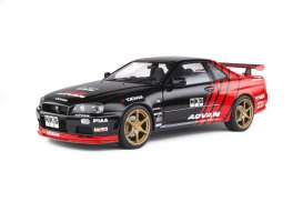 Nissan  - R34 GTR red/black - 1:18 - Solido - 1804302 - soli1804302 | Toms Modelautos