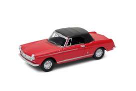Peugeot  - 404 cabrio red/black - 1:34 - Welly - 43604H - welly43604Hr | Toms Modelautos