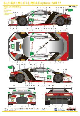 Audi  - R8 LMS GT3  - 1:24 - S.K. Decals - 24120 - SK24120 | Toms Modelautos