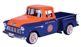 Chevrolet  - Stepside pick-up 1955 blue/orange - 1:24 - Motor Max - 79651 - mmax79651 | Toms Modelautos