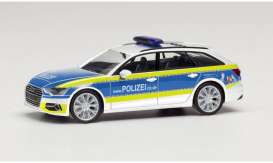 Audi  - A6  white/blue/yellow - 1:87 - Herpa - H095907 - herpa095907 | Toms Modelautos