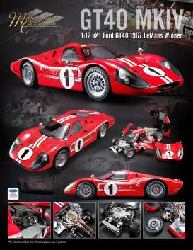 Ford  - GT40 MKIV #1 1967 red/white - 1:12 - Acme Diecast - M1201002 - acmeM1201002 | Toms Modelautos