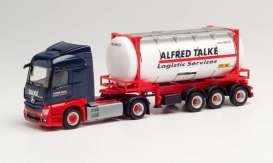Mercedes Benz  - Actros blue/red/white - 1:87 - Herpa - 312868 - herpa312868 | Toms Modelautos