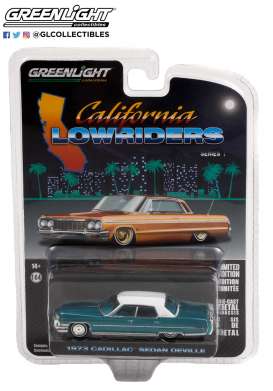 Cadillac  - Sedan 1973 teal/white - 1:64 - GreenLight - 63010F - gl63010F | Toms Modelautos