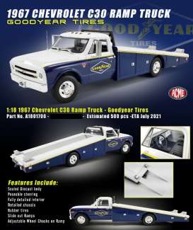 Chevrolet  - C-30 Ramp Truck 1967 white/blue/yellow - 1:18 - Acme Diecast - 1801706 - acme1801706 | Toms Modelautos