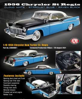 Chrysler - New Yorker St regis 1956 blue/white/black - 1:18 - Acme Diecast - 1809007 - acme1809007 | Toms Modelautos Chrysler - New Yorker St regis 1956 blue/white/black - 1:18 - Acme Diecast - 1809007 - acme1809007 | Toms Modelautos