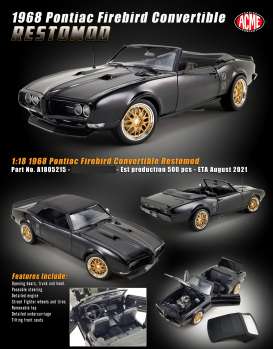 Pontiac  - Firebird Convertible Restomod 1968 midnight black - 1:18 - Acme Diecast - 1805215 - acme1805215 | Toms Modelautos