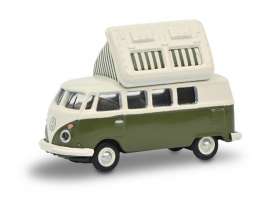 Volkswagen  - T1c Campingbus green/white - 1:87 - Schuco - 26604 - schuco26604 | Toms Modelautos