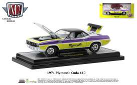 Plymouth  - Cuda 440 1971 pearl white/violet/yellow - 1:24 - M2 Machines - 40300-82 - M2-40300-82A | Toms Modelautos