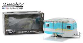 Catolac DeVille Travel Trailer  - white/blue - 1:24 - GreenLight - 18450A - gl18450A | Toms Modelautos