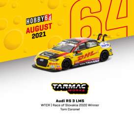 Audi - RS3 LMS 2020 yellow/black - 1:64 - Tarmac - T64-013-20WTCR31 - TC-T64-01320WTCR31 | Toms Modelautos Audi - RS3 LMS 2020 yellow/black - 1:64 - Tarmac - T64-013-20WTCR31 - TC-T64-01320WTCR31 | Toms Modelautos