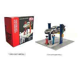 Figures - 2 post lift, Oil Drainer & Fig 2021 blue - 1:64 - American Diorama - 38376 - AD38376 | Toms Modelautos Figures - 2 post lift, Oil Drainer & Fig 2021 blue - 1:64 - American Diorama - 38376 - AD38376 | Toms Modelautos