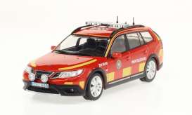 Saab  - 9-3X *Ledningsbil* 2009 red/yellow - 1:43 - Triple9 Collection - 43077 - T9-43077 | Toms Modelautos