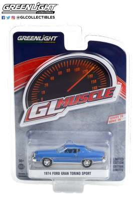 Ford  - Gran Torino 1974 blue metallic - 1:64 - GreenLight - 13310B - gl13310B | Toms Modelautos