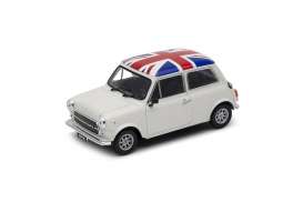 Mini  - Cooper 1300 cream/UK flag - 1:24 - Welly - 22496UK - welly22496UK | Toms Modelautos