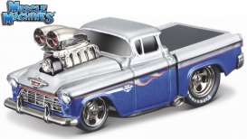 Chevrolet  - Cameo 1955 blue/silver - 1:64 - Maisto - 15553 - mai15553 | Toms Modelautos