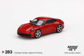 Porsche  - 911 (992) Carrera S guards red - 1:64 - Mini GT - 00283-R - MGT00283rhd | Toms Modelautos