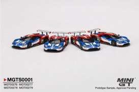 Ford  - GT LMGTE PRO 4-car set 2016 white/red/blue - 1:64 - Mini GT - MGTS0001 - MGTS0001Lhd | Toms Modelautos