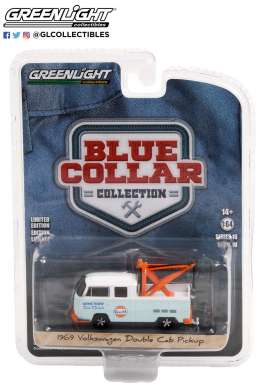 Volkswagen  - Double Cab pick-up 1969 gulf blue/orange/white - 1:64 - GreenLight - 35220 - gl35220B | Toms Modelautos