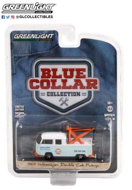 Volkswagen  - Double Cab pick-up 1969 gulf blue/orange/white - 1:64 - GreenLight - 35220 - gl35220B | Toms Modelautos